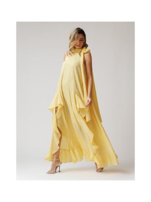 set-rochie-cu-volane-in-cascada-si-capa-galben (3)