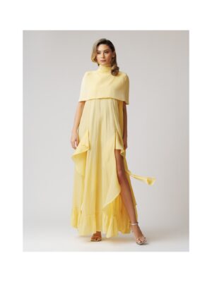 set-rochie-cu-volane-in-cascada-si-capa-galben
