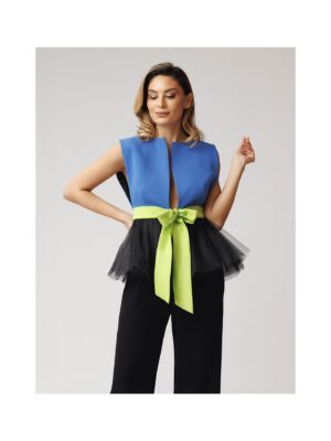 vesta-cambrata-albastru-royal-cu-tulle-si-cordon-lime